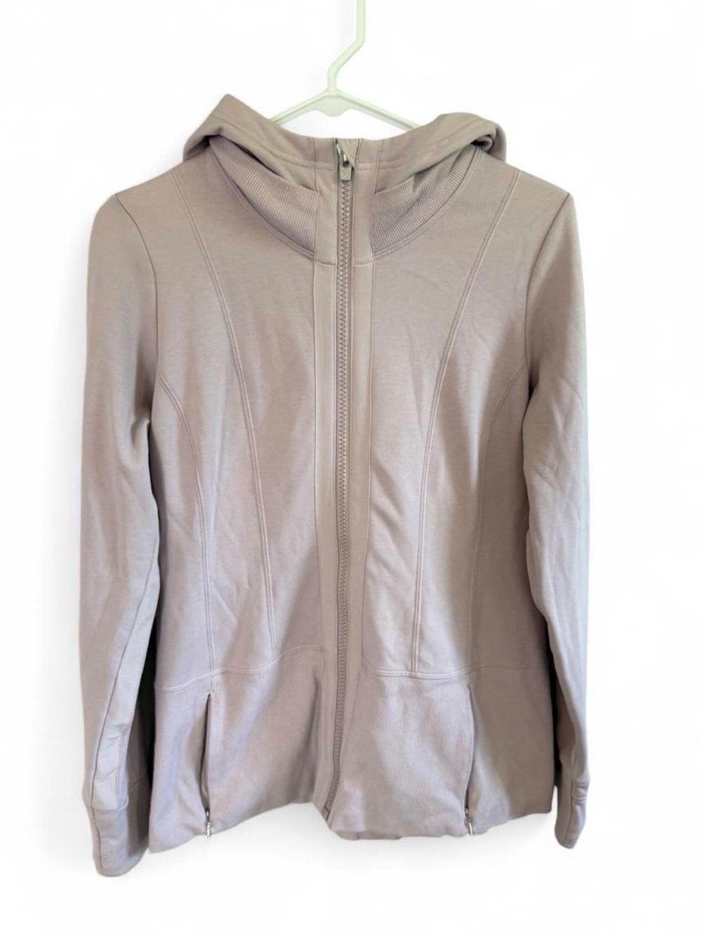 Athleta Hooded Zip Jacket in Taupe